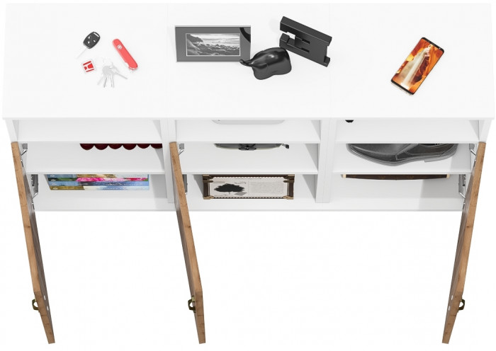 Лидер-8 Тумба МД 3.19 3 шт., белый шагрень/крафт золото