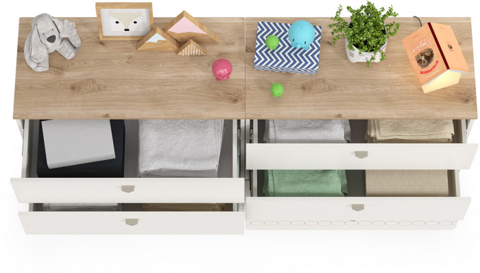 Эйп 13.322 Комод + 13.322 Комод, цвет белый/дуб белый, ШхГхВ 170х41,5х75 см.