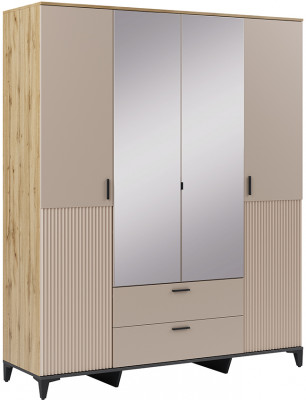 Шкаф 4-х дверный с ящиками и зеркалом Дюна