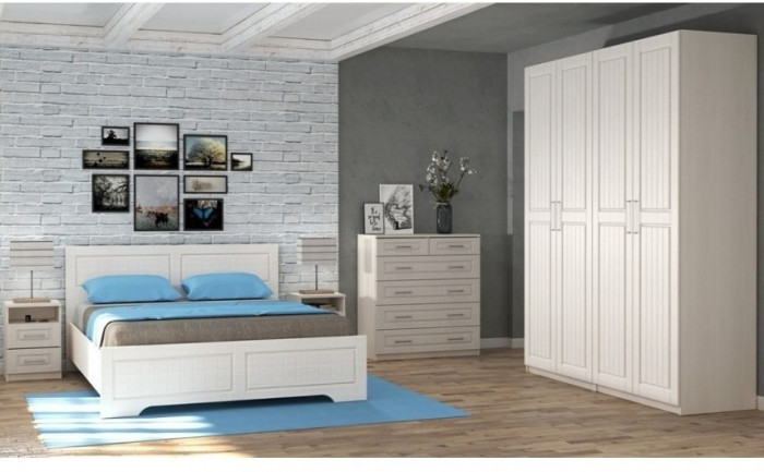 Модульная спальня Кэт-6 Кантри, композиция 2 (Бодега белая/Сандал белый)