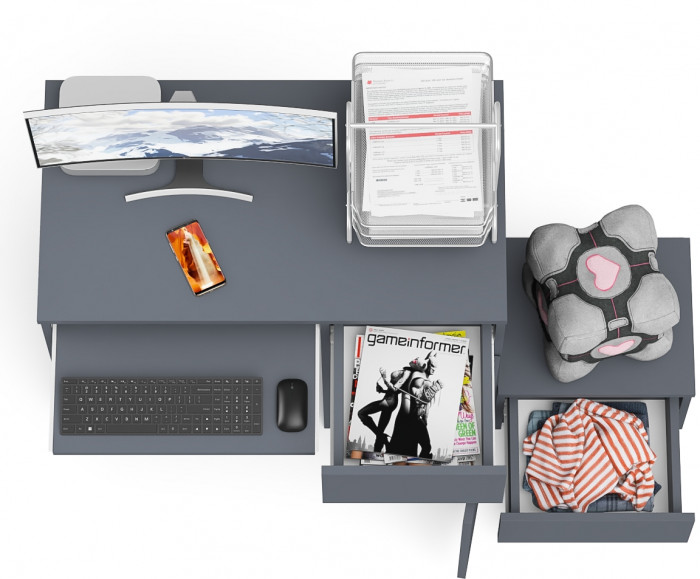 Мори Стол компьютерный МС-1 правый + Тумба ТМП400.1, цвет графит, ШхГхВ 130,4х50х76,6 см., выдвижной ящик справа, НЕ универсальная сборка