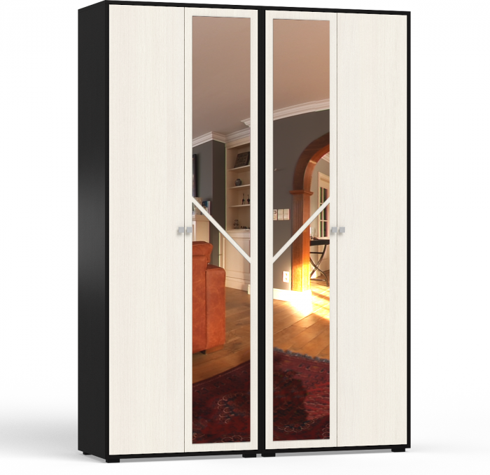 Камелия спальня № 3 Кровать 1600 + Две тумбы + Стол косметич. + Зеркало + Комод + Шкаф 4-х, венге/дуб лоредо