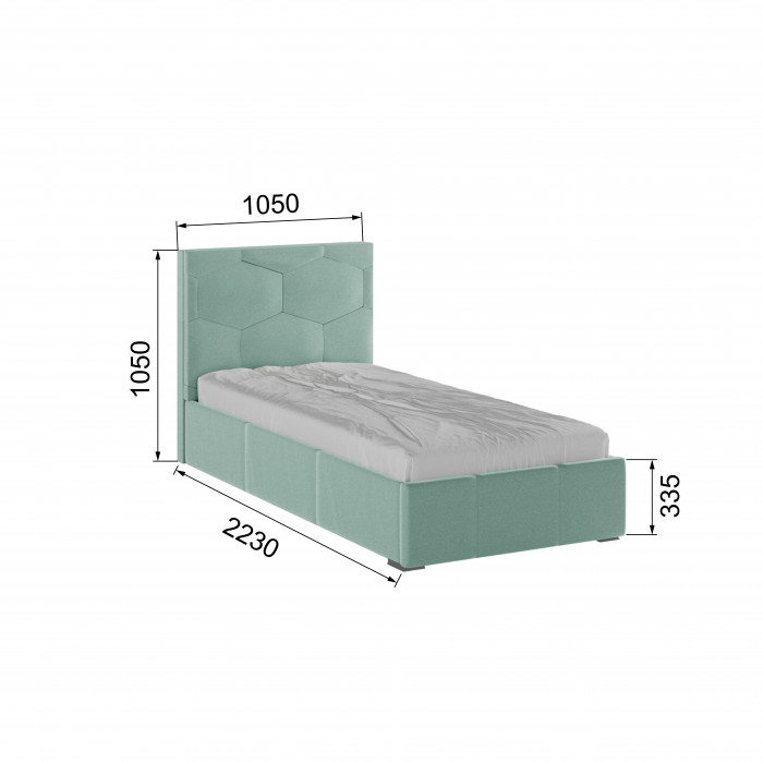 Манука Кровать интерьерная 900 мятный, ортопед