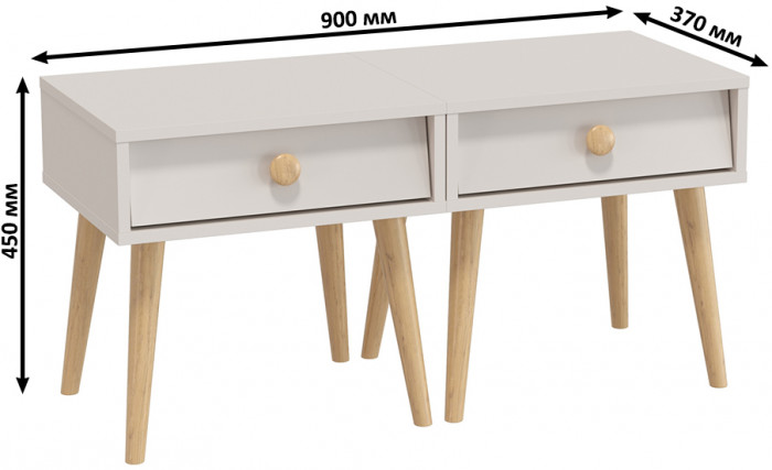 Афина Спальня Тумба прикроватная х 2, кашемир серый