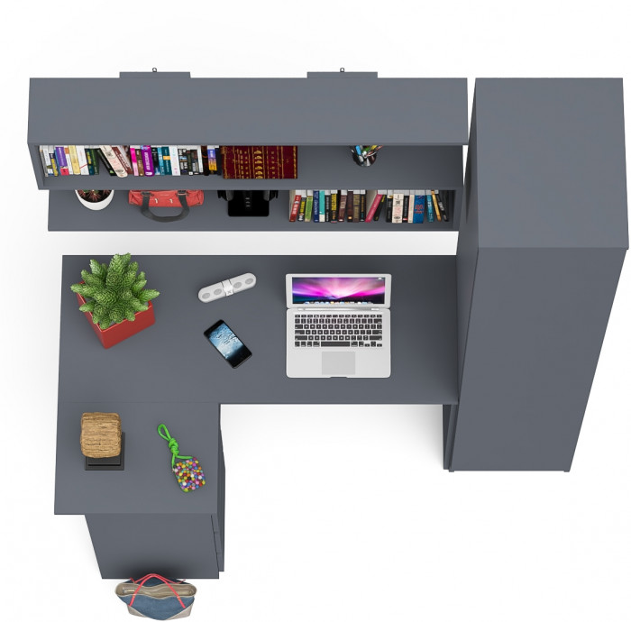 Мори компьютерный стол МС-16 левый + Пенал МШ400.1 + Полка 1200, графит