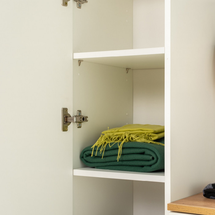 Октава Прихожая 22, белый шагрень/дуб крафт золотой/фасады МДФ белый шагрень