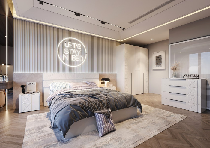 Шкаф для одежды 4-х дверный "Агата" - Белый текстурный/Дуб полярный