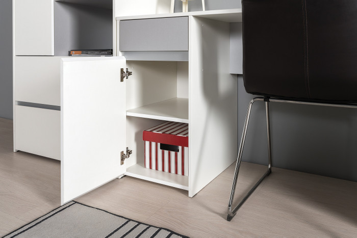 Торонто Компоновка № 07, цвет белый шагрень/стальной серый, ШхГхВ 320х53,1х149,7 см., универсальная сборка