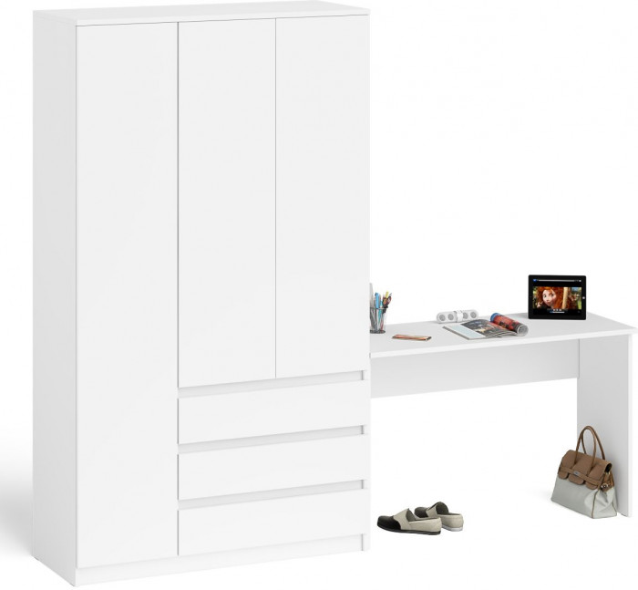 Мори письменный стол МСП1200.1 + Шкаф МШ1200.1, белый