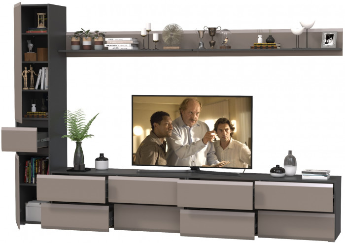 Сидней Комплектация № 105, корпус: антрацит/фасады: МДФ веллюто капучино