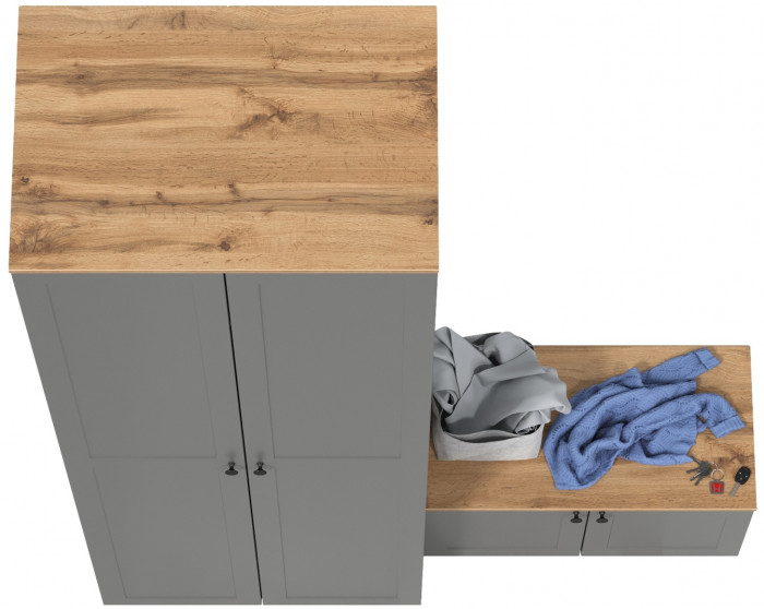 Остин Прихожая 06, цвет серый графит/дуб крафт золотой, ШхГхВ 160х54,3х229,6 см., универсальная сборка