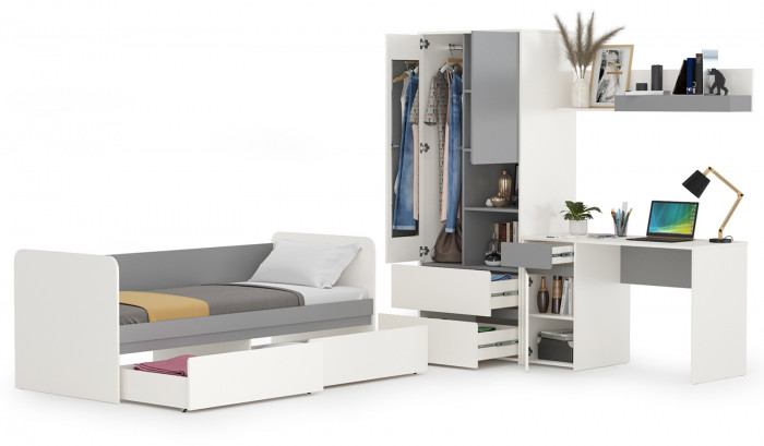 Торонто Компоновка № 25, белый шагрень/стальной серый