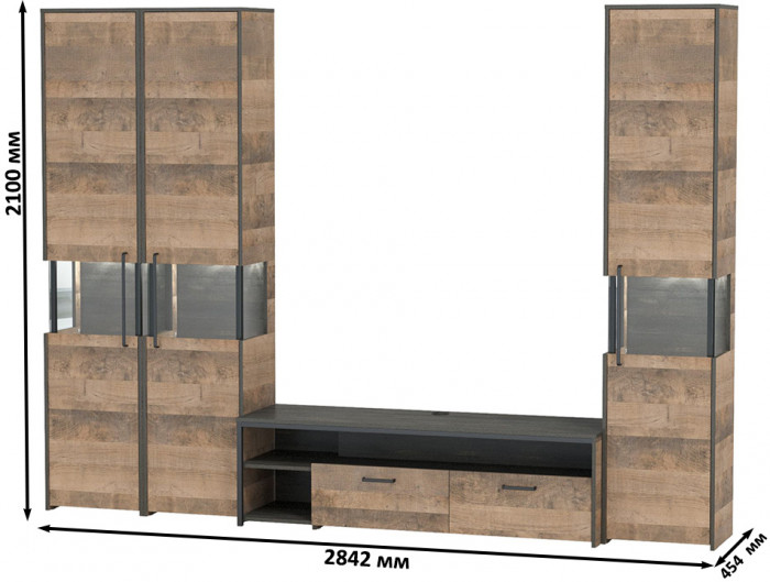 Трувор Гостиная 032, дуб гранж песочный/интра