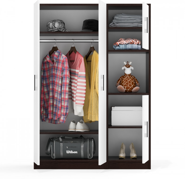 Шкаф С-МД-СК9Ш+Пенал С-МД-СК9П, венге/белый шагрень