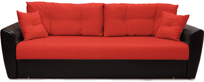 Диван-кровать Амстердам, 160х195, раскладной, еврокнижка, пружинный блок, рогожка/экокожа, красный