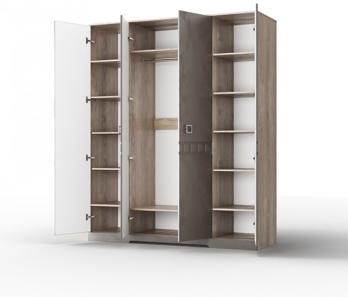 Шкаф для одежды 4-х дверный "Римини" - Дуб мадура/Перламутр тауп