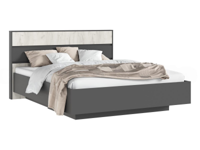 Роджина Кровать парящая 160 с ортопедом металл, дуб крафт белый/графит