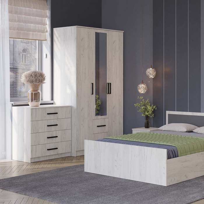 "Фиеста" шкаф 3-х створчатый (1200х2216х610) дуб крафт белый