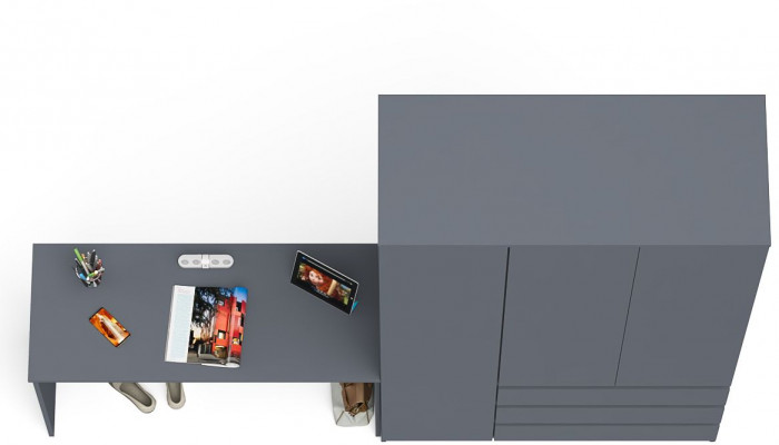 Мори письменный стол МСП1200.1 + Шкаф МШ1200.1, графит