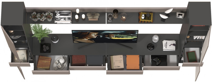 Сидней Комплектация № 106, корпус: антрацит/фасады: МДФ веллюто капучино