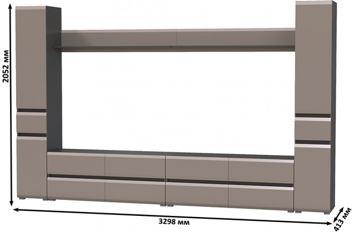 Сидней Комплектация № 106, корпус: антрацит/фасады: МДФ веллюто капучино