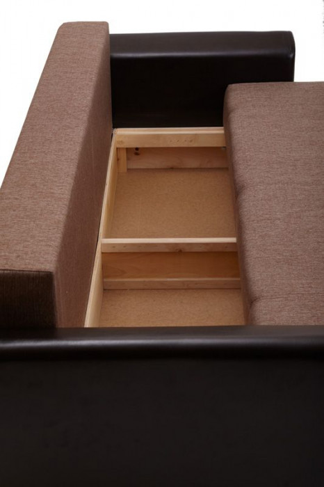 Диван-кровать Амстердам, 160х195, раскладной, еврокнижка, независимый пружинный блок, рогожка/экокожа, коричневый