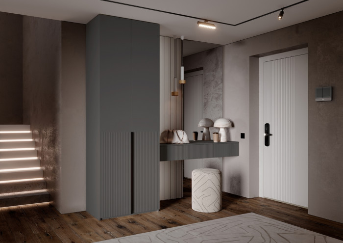 Тумба косметическая со шкафом 2х-ств Марвэл, Графит/Браш графит