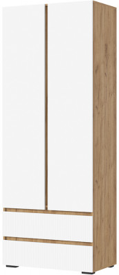 Хелен ШК 01 Шкаф 2х створчатый(0,800х2,100х0,460) МДФ белый супермат, белый/дуб крафт золото