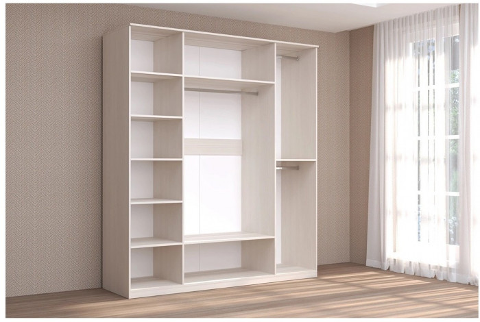 Кэт-4 Шкаф 4 створки/Зеркало (Бодега белая)