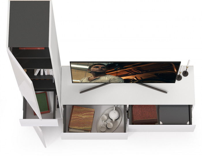 Сидней Комплектация № 015, корпус: белый/чёрный/фасады: МДФ белый глянец