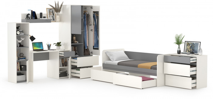 Торонто Компоновка № 27, белый шагрень/стальной серый