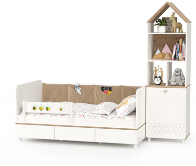 Эйп 11.40 Кровать + 13.14 Стеллаж, белый/дуб белый