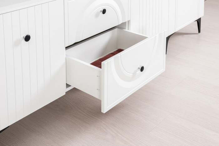 Валенсия Гостиная № 067, ЛДСП белый шагрень/МДФ белый шагрень