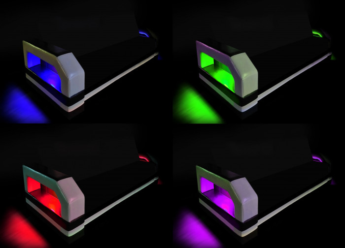 Диван-кровать раскладной еврокнижка, угловой Манчестер , с подсветкой, рогожка/экокожа, ширина спального места 150 см, бежевый