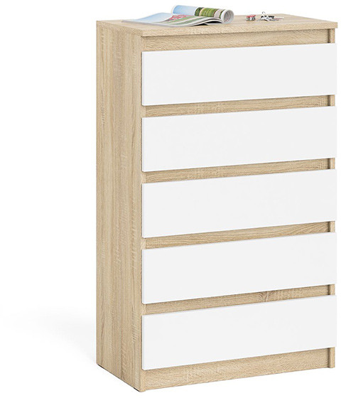 Мори Комод МК700.5, цвет дуб сонома/белый, ШхГхВ 70,4х41х114 см.