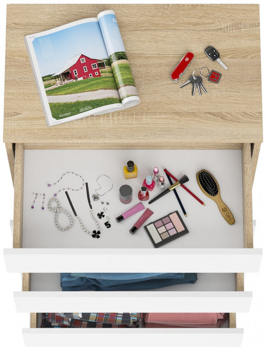 Мори Комод МК700.5, цвет дуб сонома/белый, ШхГхВ 70,4х41х114 см.