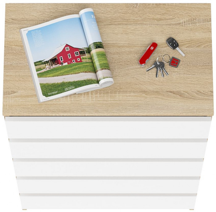 Мори Комод МК700.5, цвет дуб сонома/белый, ШхГхВ 70,4х41х114 см.