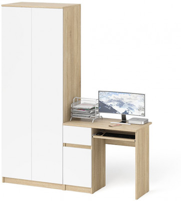 Мори Стол компьютерный МС-1 левый + Шкаф МШ800.1, цвет дуб сонома/белый, ШхГхВ 170,4х50,4х209,6 см., выдвижной ящик слева, НЕ универсальная сборка