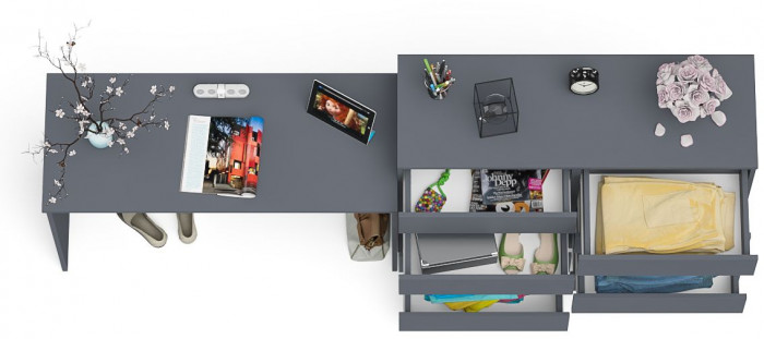 Мори письменный стол МСП1200.1 + Комод МК1200.8, графит