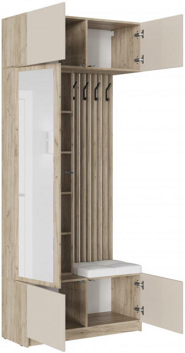 Модульная прихожая Бостон ЛДСП композиция 1, крафт серый/кашемир