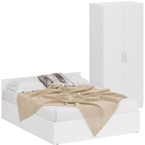 Кровать 1600 + Шкаф 2-х створчатый Стандарт, белый