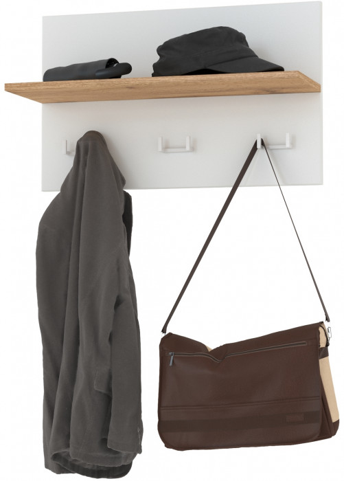 Октава 15.14.01 Вешалка, белый шагрень/дуб крафт золотой