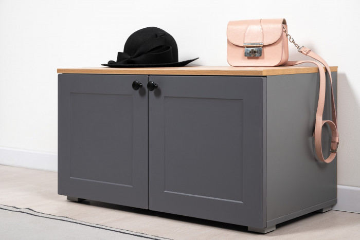 Остин 13.257 Тумба + 15.12 Вешалка, серый графит/дуб крафт золотой