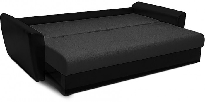 Диван-кровать Амстердам, 160х195, раскладной, еврокнижка, независимый пружинный блок, рогожка/экокожа, черный