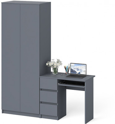 Мори компьютерный стол МС-6 левый + Шкаф МШ800.1, графит