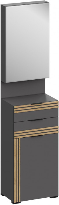 Модульная Прихожая Нао, набор №2, Графит/Графит, Дуб вотан, Simple 27