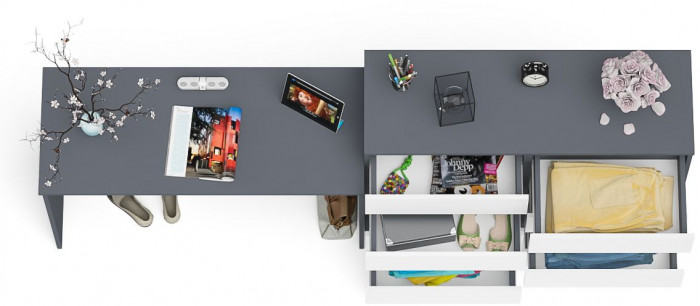 Мори письменный стол МСП1200.1 + Комод МК1200.8, графит/белый