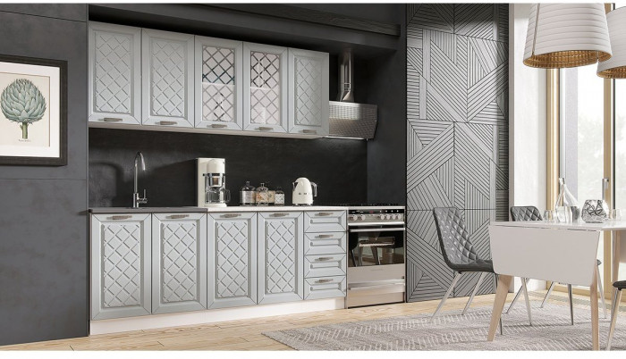 Кухня МДФ Агава 2000, Акация белая/Мята